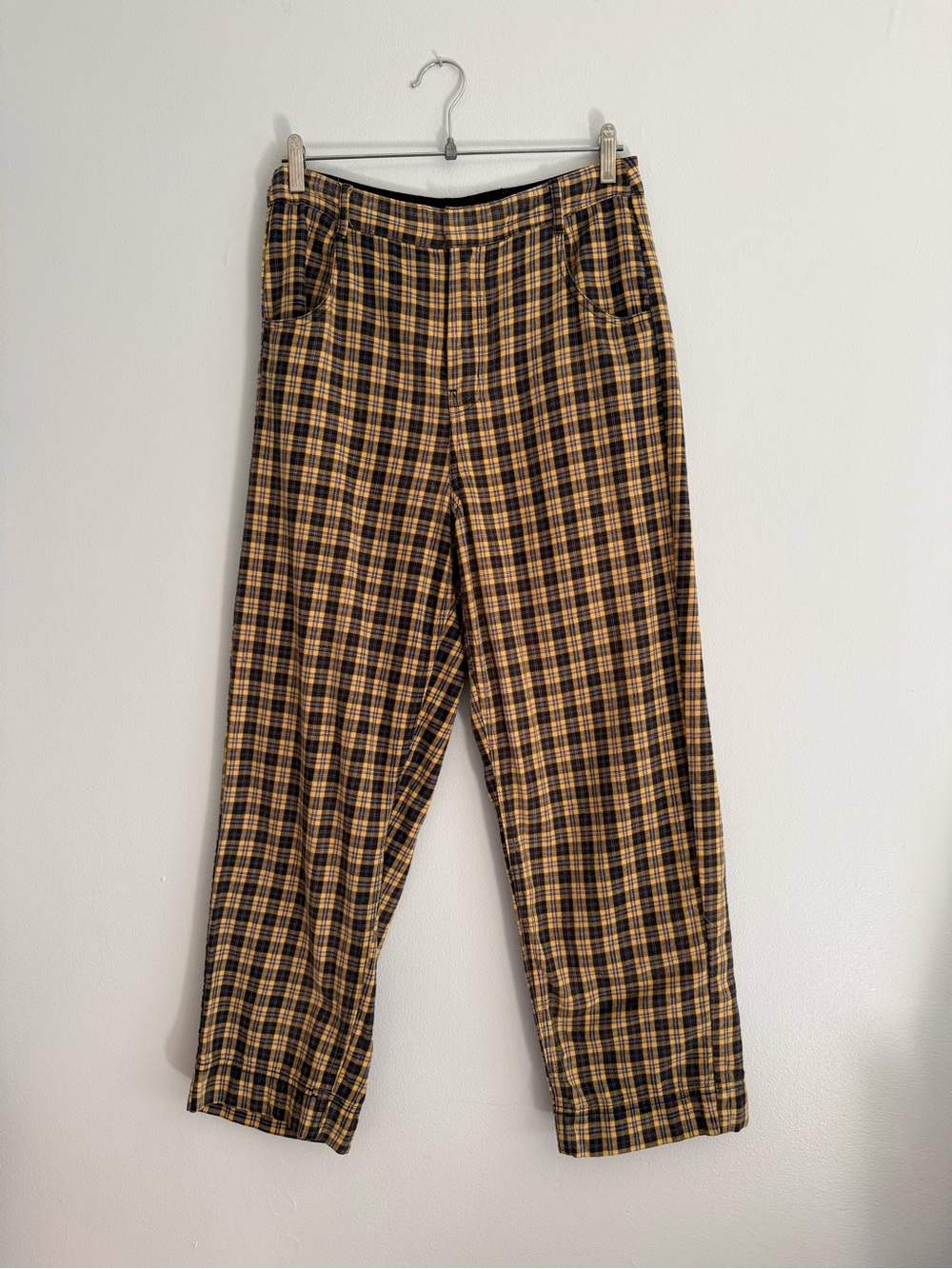Free People Purple and Yellow Plaid Pants
